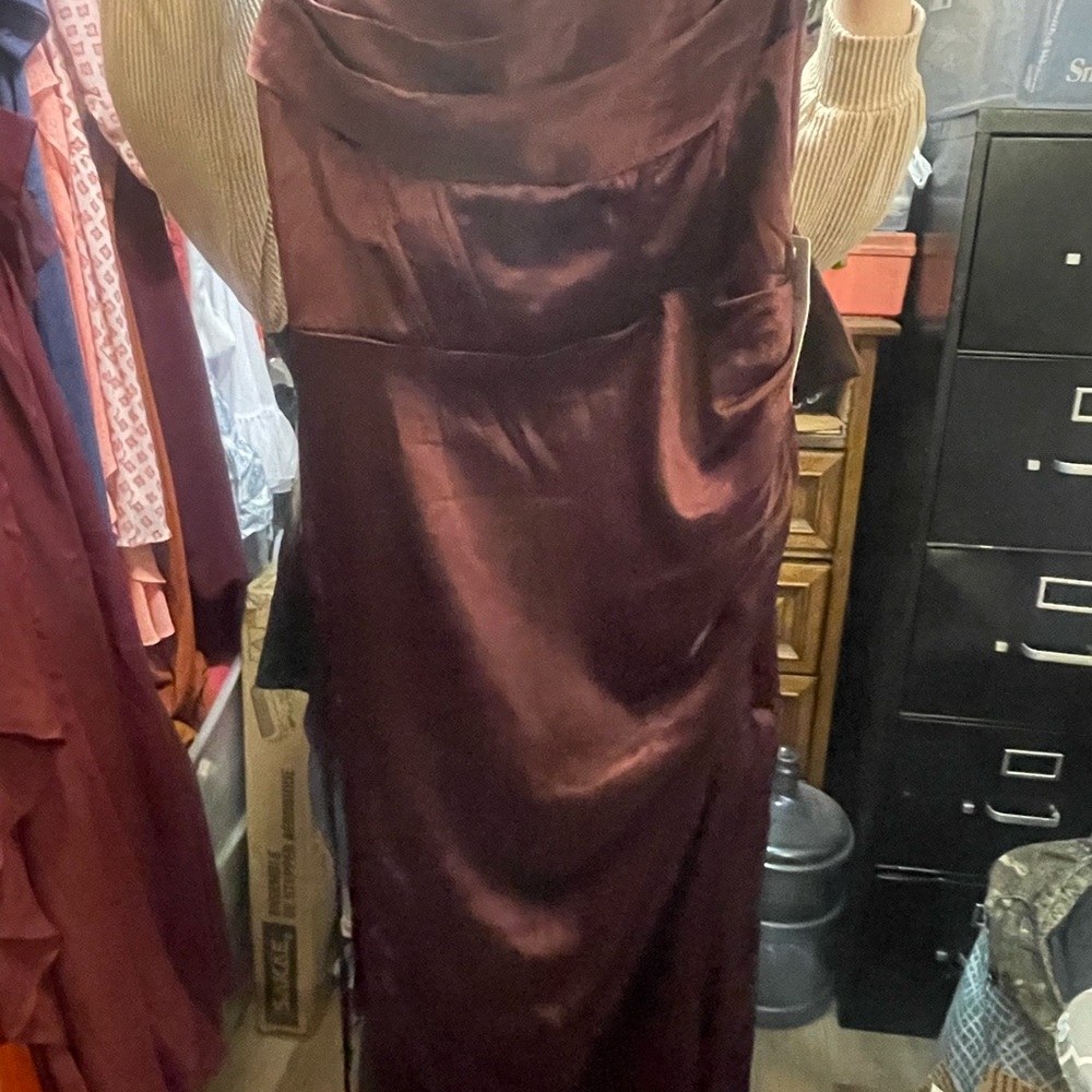 Elegant Burgundy Satin Dress